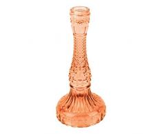 Present Time Bougeoir Romantique en Verre Press Robuste Orange de Style Vintage avec Belle Structure, Hauteur 22 cm, Ã¿ 10 cm