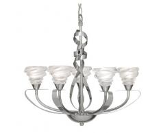Oaks Lighting Kirba Chrome Plafonnier 5 lumières avec abat-jour en verre 2 tons en forme de fleur