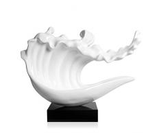 Arte Dal Mondo D6046PW Vague Statue Sculpture Moderne en rÃ©sine laquÃ©e, Blanc, 46 x 60 x 18 cm