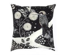 Nadja Wedin design Colibri â Housse de Coussin en Velours 48 x 48 cm, Noir/Blanc