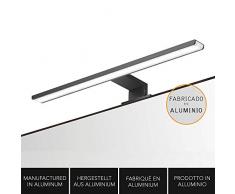 Kibath Color Applique en aluminium. Peut être utilisé sur miroir, chambre à coucher, meuble de salle de bain. Finition noir mat. Ãclairage maximal avec un minimum de consommation. Longueur : 45 cm.