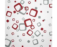 WANDfee® 60 Carrés de Couleur Gris foncé Rouge Bicolore, décoration Murale Moderne Retro Cubes Carrés Autocollants Autocollants muraux décoratifs