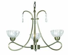 Oaks Lighting Pearl Lustre 3 lumières, Laiton Antique