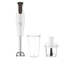Krups HZ5521 Perfectmix 6000 Mixeur plongeant 600 W, 2 niveaux de vitesse, avec verre doseur 800 ml et mini hachoir 500 ml Blanc/gris foncé