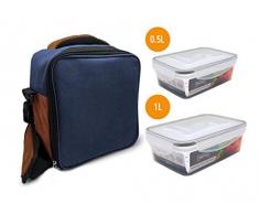 NERTHUS FIH 425 Lunch Bag Navy + 2 Rec. Hermétiques, Bleues, Uniques, Taille
