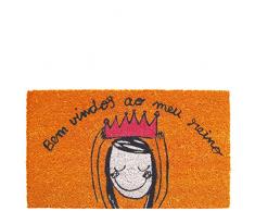 laroom Paillasson Motif O MEU Royaume, Jute and Base antidérapante, Orange, 40 x 70 x 1,8 cm