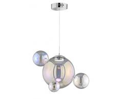 WOFI Lampe dintÃ©rieur, salle de sÃ©jour, suspension, lampe suspendue, lampe lumineuse, chrome, intensitÃ© variable, moderne, verre 8,5 W