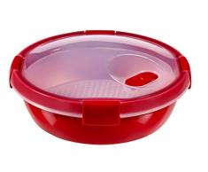CURVER | Cuit vapeur Smart micro-ondes rond 1L, Rouge, Smart, 19,8x19,8x8,1 cm