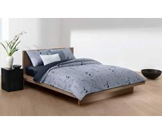 Calvin Klein Dusk Wildflower Parures de lit, Coton, Ciel de Nuit/Pont, 155X220+80X80