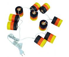 Naeve Leuchten 418061 Guirlande lumineuse en papier aux couleurs de lAllemagne 10 lampes Noir/rouge/doré Longueur 285 cm