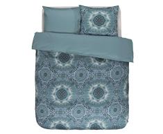 ESSENZA Trend Heritage Cadiz Blue Housse de Couette, 100% Satin de Coton, 260x240