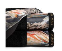 Eurofirany Lot de 3 Serviettes de Toilette en Coton avec Motifs Luxueux Noir 70 x 140 cm