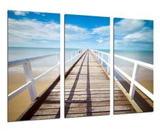 Tableau Moderne Photographique, Impression sur bois, Passerelle de paysage sur la plage, 97 x 62 cm, ref. 26397