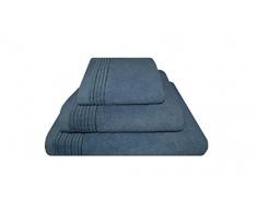 Home Juliet - Lot de 3 Serviettes Eponge, 33x50 cm Serviette invité, 50x100 cm, Drap de Bain 70x140 cm, Couleur Bleu Marine