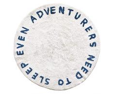 Kenay Home Tapis décoratif pour Enfant Lavable Adventure Blanc/Bleu Rond
