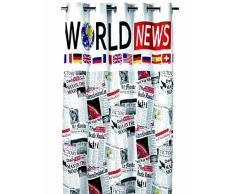 sans CV00080-100 Voilage Photoprint World News 140X260 Polyester Multicolore 140 x 260 cm