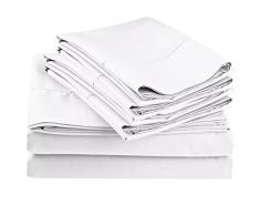 Impressions Superior - Ensemble de Drap de lit, 198 x 203 cm, Ã Ourlet Cousu, 600 Fils au Pouce carrÃ© avec taies doreiller, Coton mÃ©langÃ©, Blanc