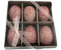 Madhu de la Collection Paillettes Superbe fabriqué à la Main et Fait à la Main décoratif Table avec 6 Åufs dans Une boîte Cadeau par MG Décor, Rose
