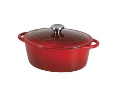 SITRAM 711066, Cocotte TRADIFONTE ovale en fonte dacier émaillée, intérieur noir extérieur rouge, tous feux y compris linduction, 9 liters