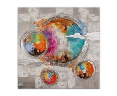 Arte Dal Mondo AS372X1 Planètes Tableau Abstrait Peint à la Main sur Toile avec Chassis, Acrylique, Multicolore, 100x100x3,5 cm