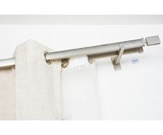 Double Tringle à Rideaux: 31 x 12 mm, L. 180 cm sans Anneaux en Acier satiné â Complet