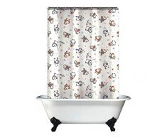 ForenTex Rideaux Bain ximo Rouge Motifs résistant à leau, Anti-moisissure et imperméable Polyester, 140 x 180 cm