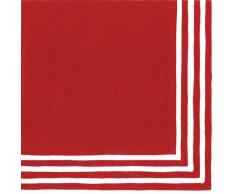 Caspari Entertaining with Lot de 20 Serviettes de Table en Papier Bordure rayÃ©e Rouge