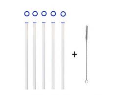 KOCH Paille en verre, droite, bleu, avec pinceau, Lot de 5