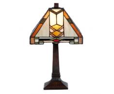 Lumilamp 5LL-9928 Tiffany Lampe de table avec 1 ampoule E14 max. 40 W 22 x 22 x 38 cm Verre coloré décoratif fait à la main