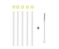 KOCH Paille en verre, droit, citron, avec pinceau, Lot de 5
