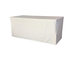 LA Linen Polyester Poplin Fitted tablecloth for 6-Foot Table, White
