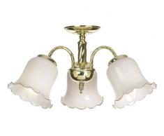 Endon Plafonnier 3 lumiÃ¨res Abat-jour verre opalin 60 watts
