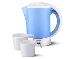 Team Kalorik TKG JKT 1001 Bouilloire de voyage avec 2 tasses et 2 cuillères 600 Bleu/blanc