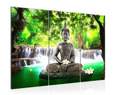 Tableau decoration murale Cascade de Bouddha 120 x 80 cm - XXL Impression sur Toile Salon Appartment 3 Parties - prÃªt Ã accrocher - 503531a