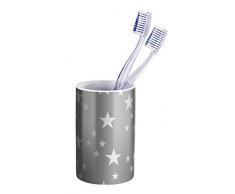 Wenko 22430100 Gobelet Bathroom Stella Gris foncÃ©, CÃ©ramique, 6,8 x 6,8 x 10,8 cm