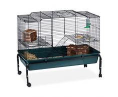 Relaxdays, Vert, 85 x 100 x 50 Cage Hamster 2 étages avec Roues, Acier PP