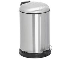 Une domo Rx-920077 Rixx inoxydable Poubelle à pédale avec fermeture douce Coque Fingerprint Proof 12L, EN ACIER Carbone, plastique, gris