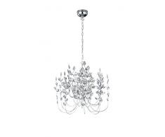 Trio Leuchten 110300406 Napoli Lustre, Métal, E14, 1 W, Chrome, 52 x 52 x 150 cm