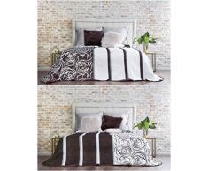 eurof irany Chon/lovetta/06Â Plaid Boutis Polyester de Coton, Cream/Brown, 220 x 240 x 1 cm