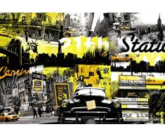 Papier Peint poster panoramique NYC EN JAUNE 4 x 2,70 m | DÃ©co et photo murale XXL QualitÃ© HD Scenolia