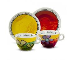 Egan PAF02/1V Lot de 4 Tasses Ã cafÃ© en Porcelaine Vert/Rouge