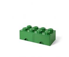 LEGO 40061734 Brique de rangement empilable Légo 8 plots 2 tiroirs Plastique Vert H18 x 25 x 50 cm