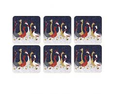 Portmeirion Home & Gifts X0010268946 Dessous de verre Motif oies Bleu/dorÃ©