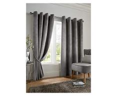 Alan Symonds Rideaux occultants à Åillets prêts à Poser en Polyester Velours Argenté 229 x 229 cm