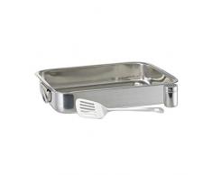 Relaxdays Lot de 3 plateaux à gratin en acier inoxydable avec spatule et économe à fromage Argenté 7 x 38 x 27 cm