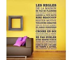 Walplus Autocollant Mural House Rules Amovible Auto-Adhésif Mural Art Stickers Vinyle Maison Décoration DIY Salon Chambre Bureau Décor Peint Enfants Chambre Cadeau, Noir