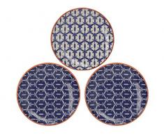 Creative Tops Drift dÃ©corÃ© Ã la Main Ã Motif Assiettes Ã Dessert, 15Â cm (Lot de 3), en CÃRAMIQUE, Bleu/Blanc, 15Â x 15Â x 1.8Â cm