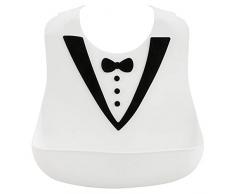 Une domo Dt-kid-0702Â Dotz enfants en silicone pour bÃ©bÃ© Bavoir Tuxedo Ã partir de 6Â mois Ã 3Â ans, fibre, Blanc