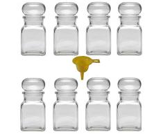 Viva Haushaltswaren Lot de 8 bocaux avec Bouchon en Verre 150Â ML Entonnoir Jaune Inclus