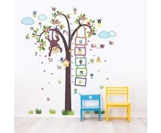 Amovible Autocollant Mural Stickers Maternelle Singe Mesure Walplus Alphabet Mural Vinyle Maison Décoration DIY Décoration Papier Peint Enfants Pièce Cadeau 148x167 cm, Multicolore